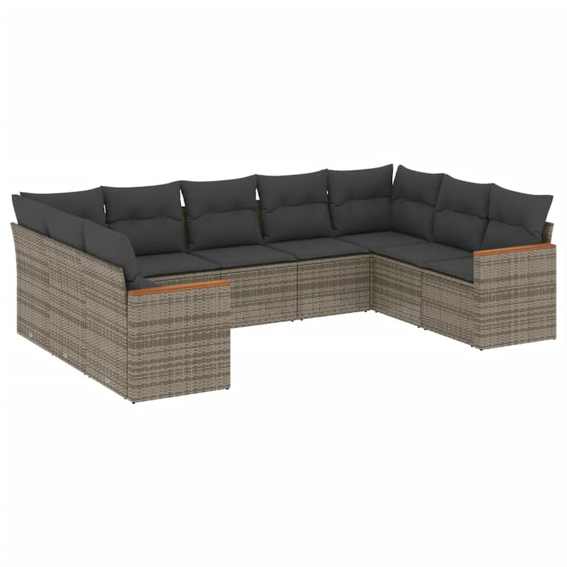 vidaXL Patio Sofa Set with Cushions Outdoor Conversation Furniture Poly Rattan - 24.4 x 24.4 x 27.2 in