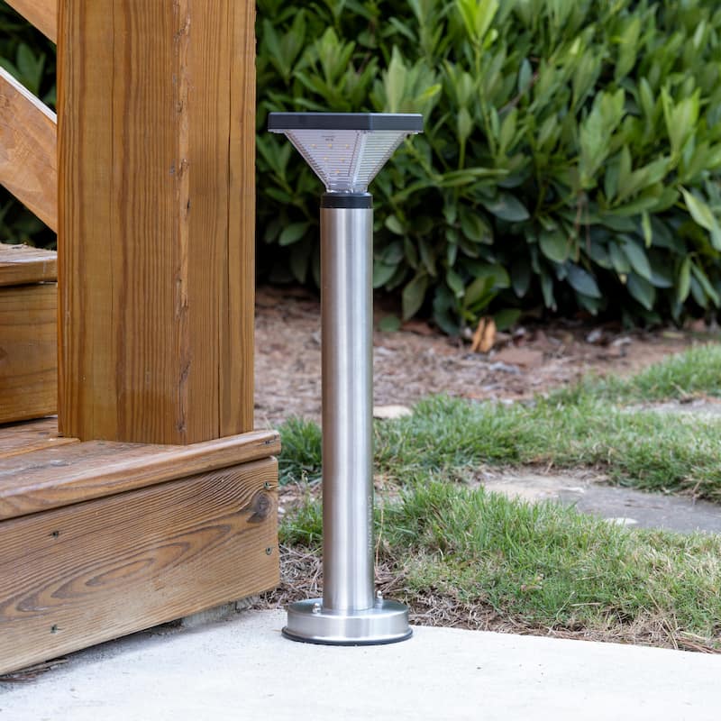 Luxor Stainless Steel Black Bollard Pathway Solar LED Landscape Light