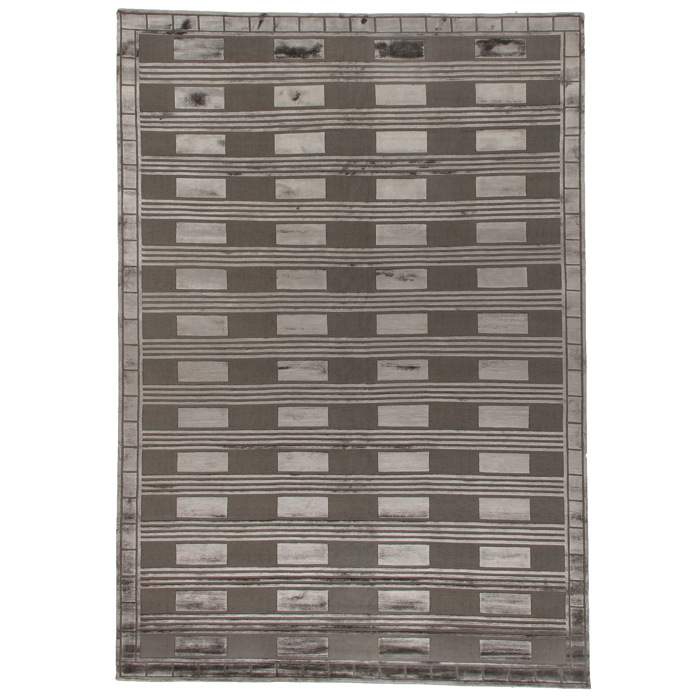 Metro Velvet hand-knotted Wool/Viscose Dark Gray Area Rug - 10' x 14'