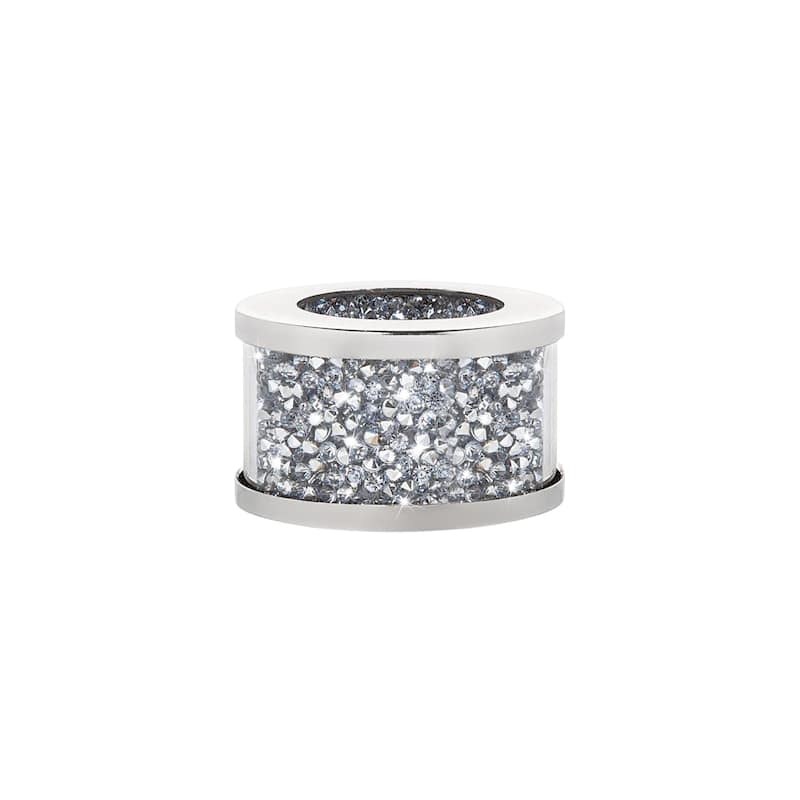 HomeRoots Set of Twelve Clear And Silver Faux Crystal Glass And Stainless Steel Napkin Rings - 1.97 in. x 1.18 in. x 1.97 in.