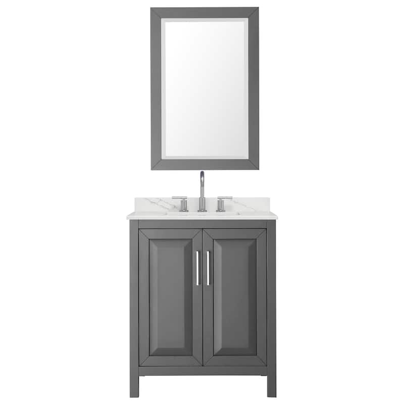 Daria 30-inch Single Vanity, 3 Hole Quartz Top, 24-inch Mirror