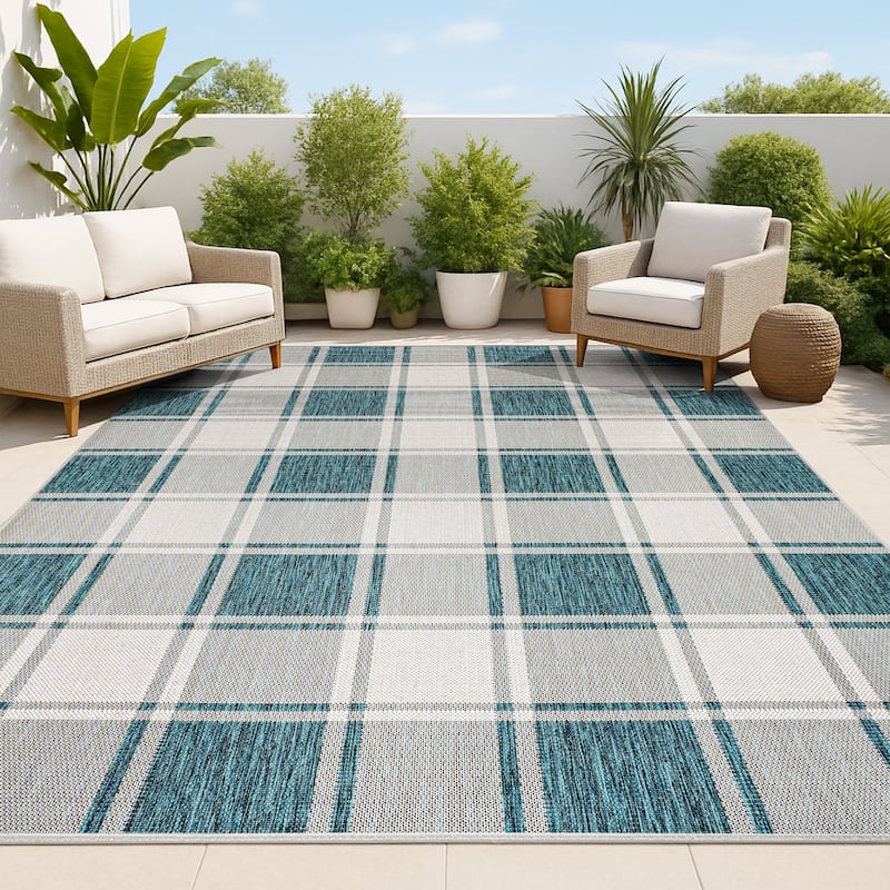 JONATHAN Y Lior Traditional Farmhouse Bold Gingham Indoor/Outdoor Area Rug