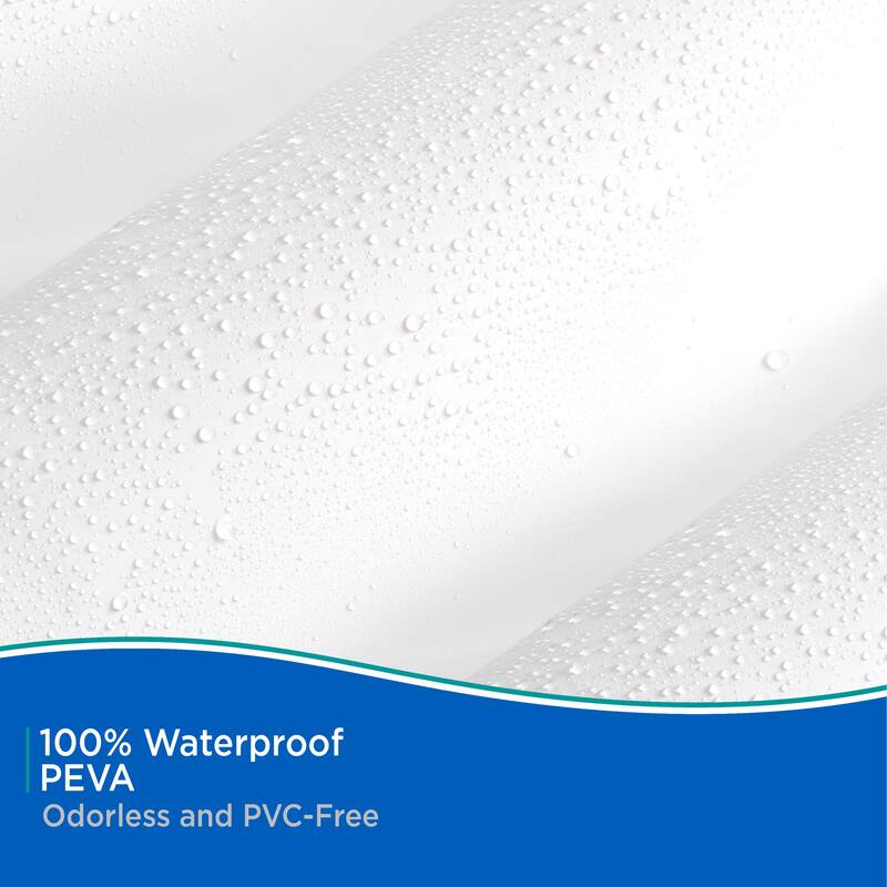 Kenney Medium Weight PEVA Shower Curtain Liner & Beaded Roller Ring Set, 70" W x 72" H