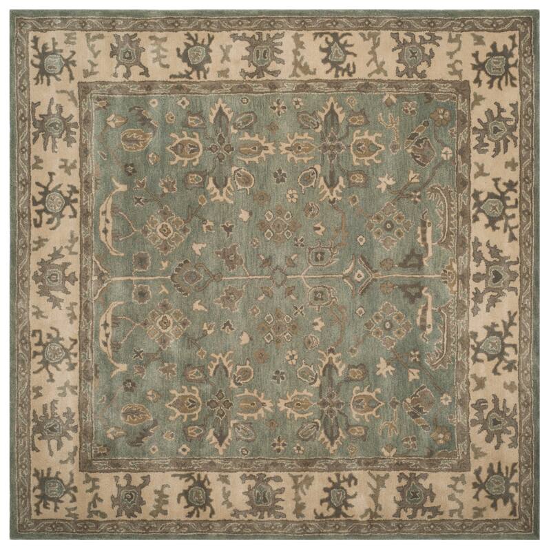SAFAVIEH Handmade Royalty Alyssia Traditional Oriental Wool Rug - 7' Square - Slate/Cream