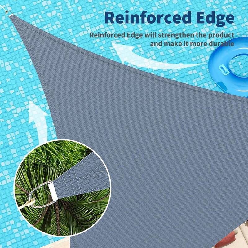 16'X16'X16' Triangle Sun Shade Sail Shade Cloth, Sunshade for Patio, Backyard, Deck, Garden, Sand