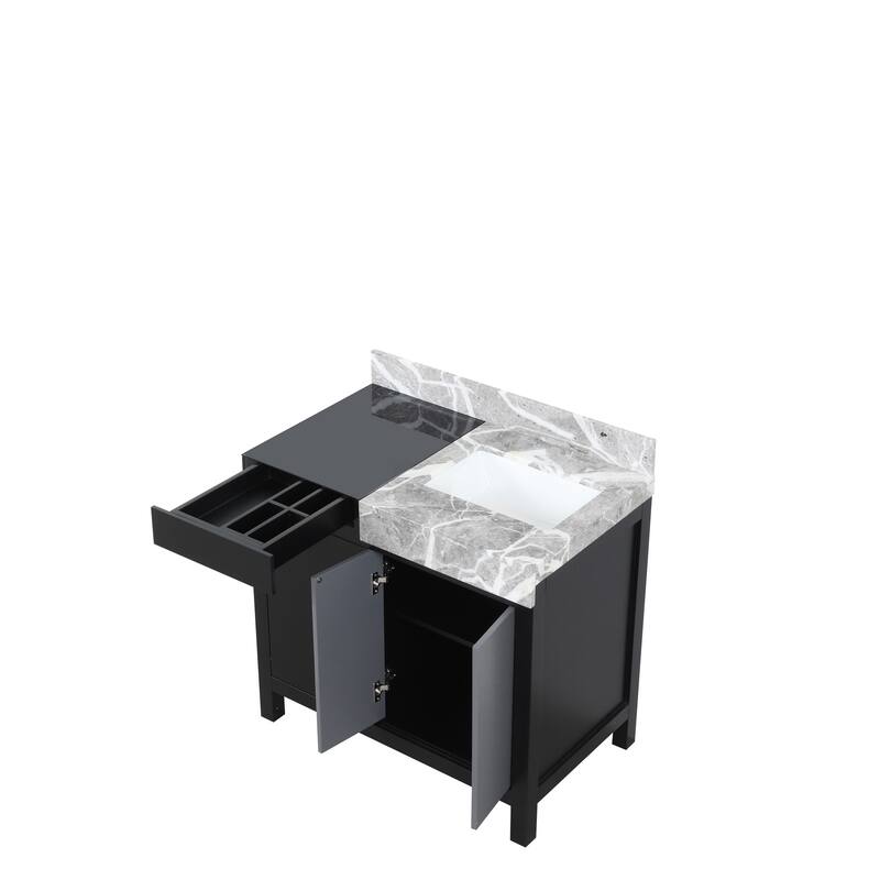 Lexora Zilara Bathroom Vanity in Black and Grey With Contertop
