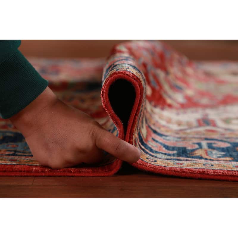 Vegetable Dye Red Heriz Serapi Oriental Area Rug Handmade Wool Carpet - 5'6"x 7'11"