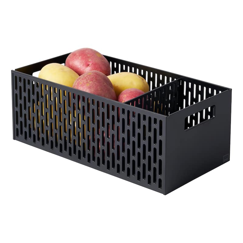 Yamazaki Home Stackable Vegetable Stocker, ABS Plastic - L 12.6 x W 6.02 x H 4.8 inches - Black