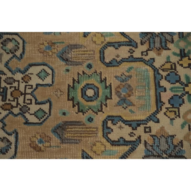 Hand Knotted Oriental 100% Wool Carpet Traditional Floral Beige & Ivories Tabriz Area Rug - 11' 1'' X 8' 3''