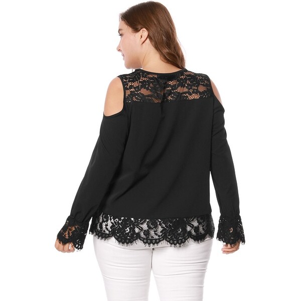 plus size lace cold shoulder top