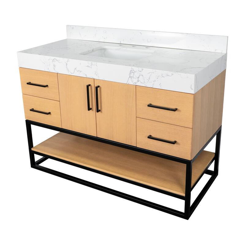 KitchenBathCollection Ellis 48" Bathroom Vanity with Engineered Marble Top