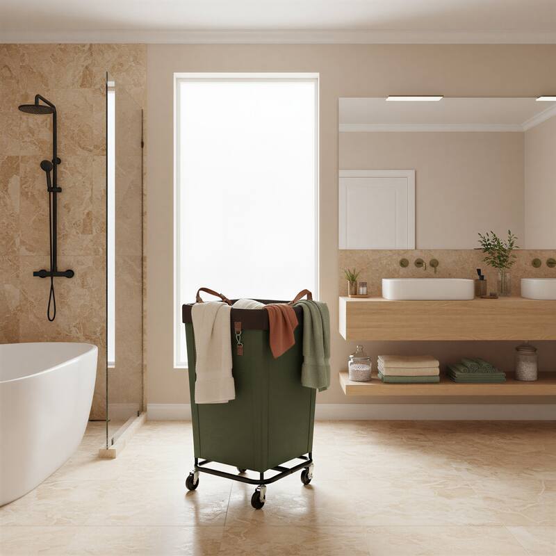 160L Laundry Hamper With Wheels, Large Clothes Laundry Basket With Steel Frame for Home, Closet, Dorm, Bathroom, Laundry Room