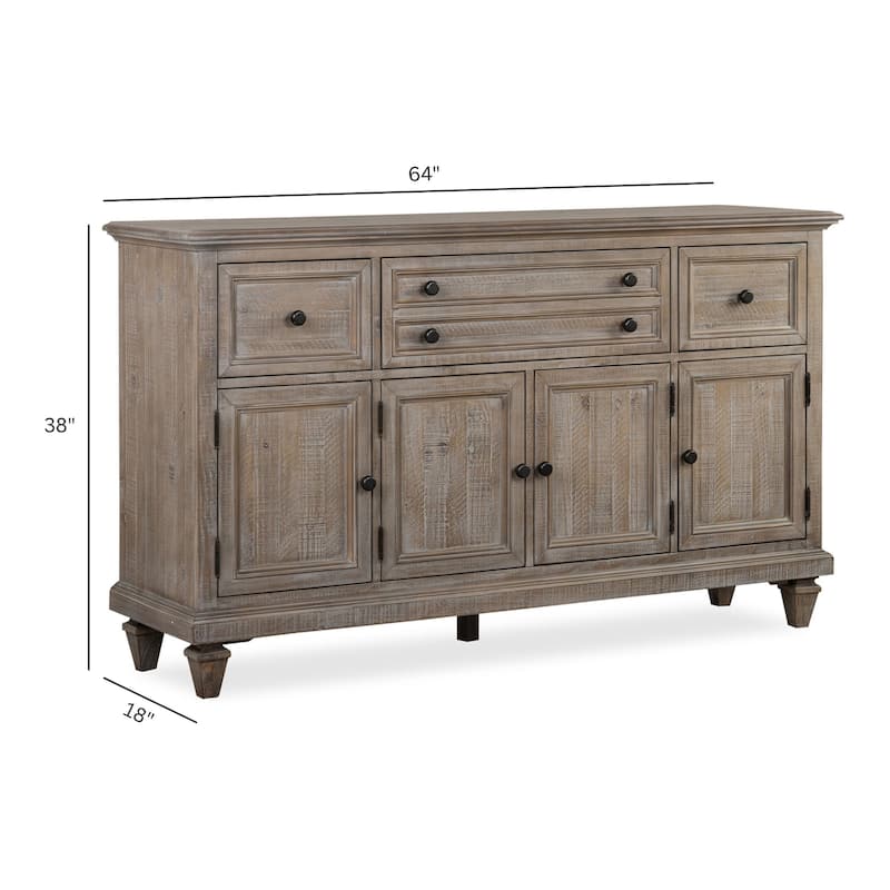Magnussen Home Lancaster Dovetail Grey Buffet - 64''W x 18''D x 38''H