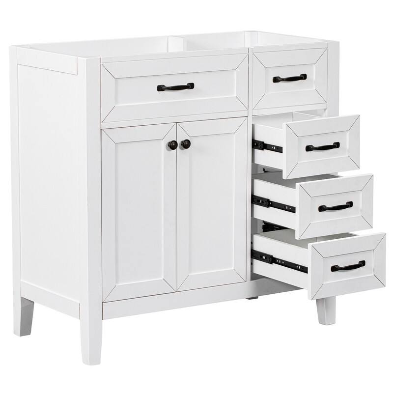 36" Bathroom Vanity without Sink, Cabinet Base Only, Bathroom Cabinet with Drawers, Solid Frame and MDF Board