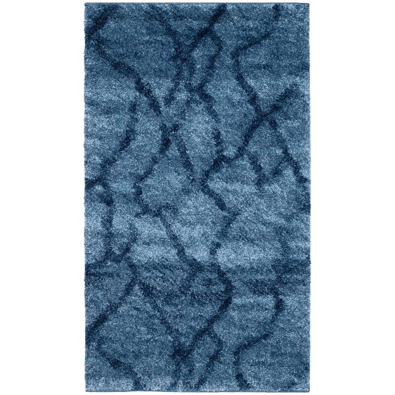 SAFAVIEH Retro Delfina Modern Abstract Distressed Rug - 2' 6" x 4' - Blue/Dark Blue - Runner/Rectangle