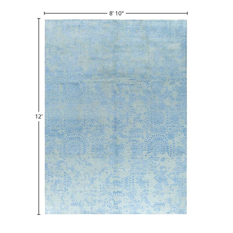 Ikat One-of-a-Kind Hand-Knotted Area Rug - Gray, 8' 10" x 12' 0" - 8' 10" x 12' 0"