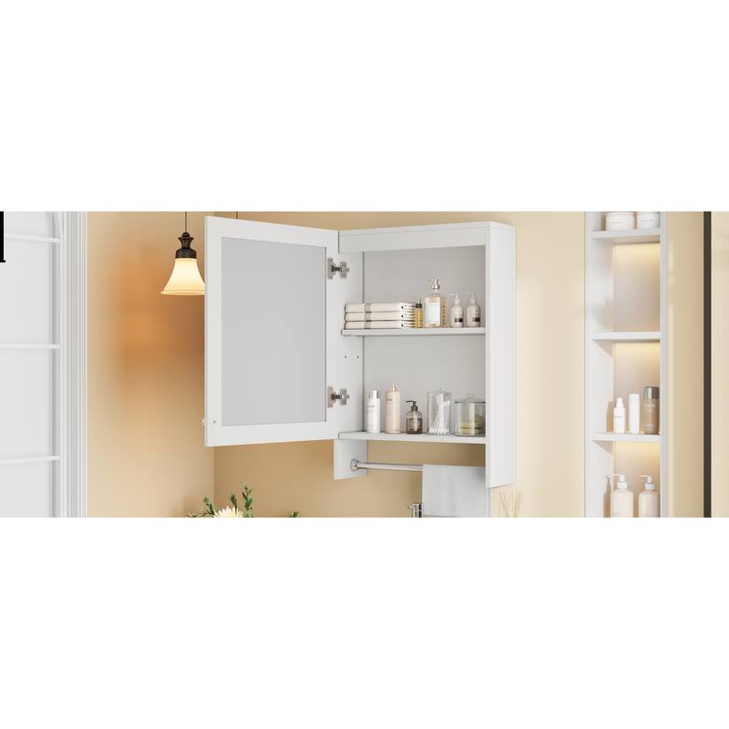 Roomfitters 20 Inch 3-in-1 Wall Mount Medicine Cabinet, Mirror Storage with Adjustable Shelf & Soft Close Door, White