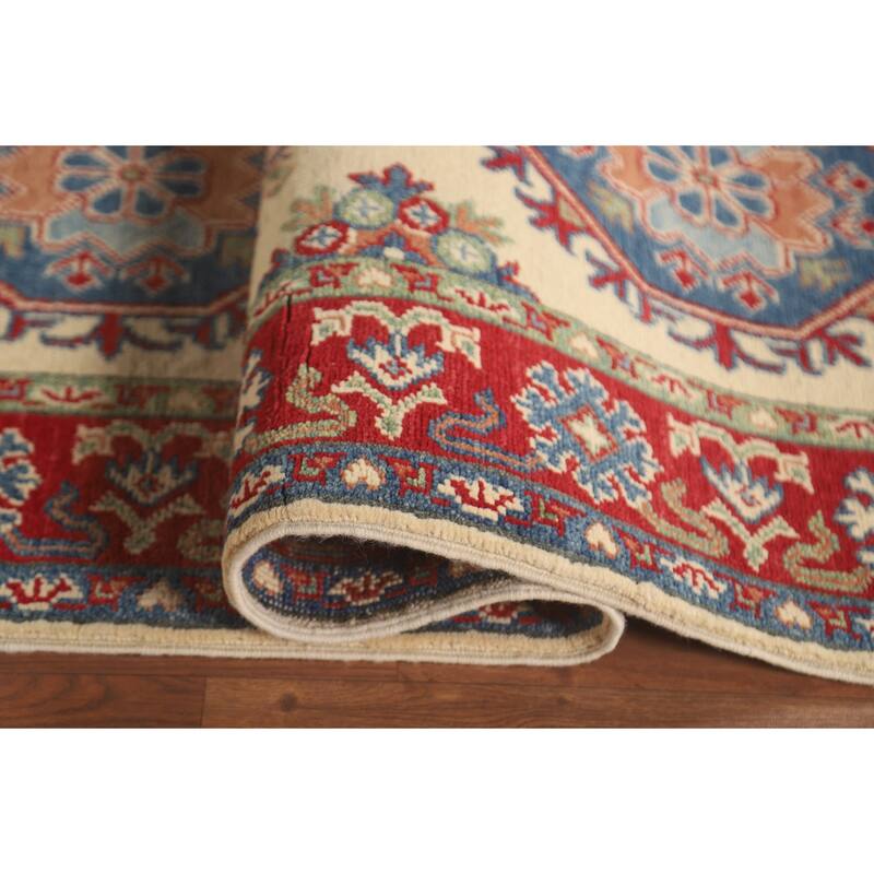 Kazak Runner Rug Hand-Knotted Beige Wool Carpet - 2'8" x 25'8"