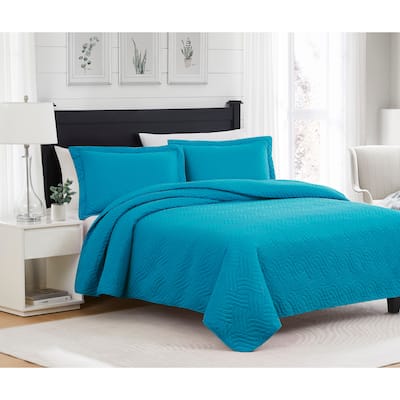 Ruby Waves Microfiber Quilt Set