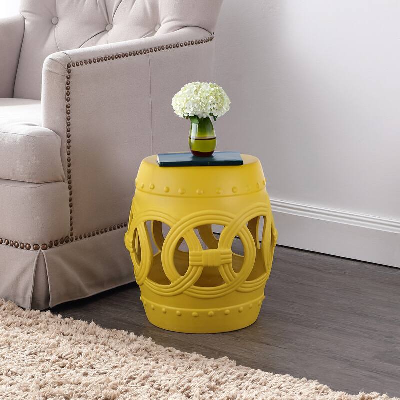 Lucky Coins 16" Chinese Ceramic Drum Garden Stool