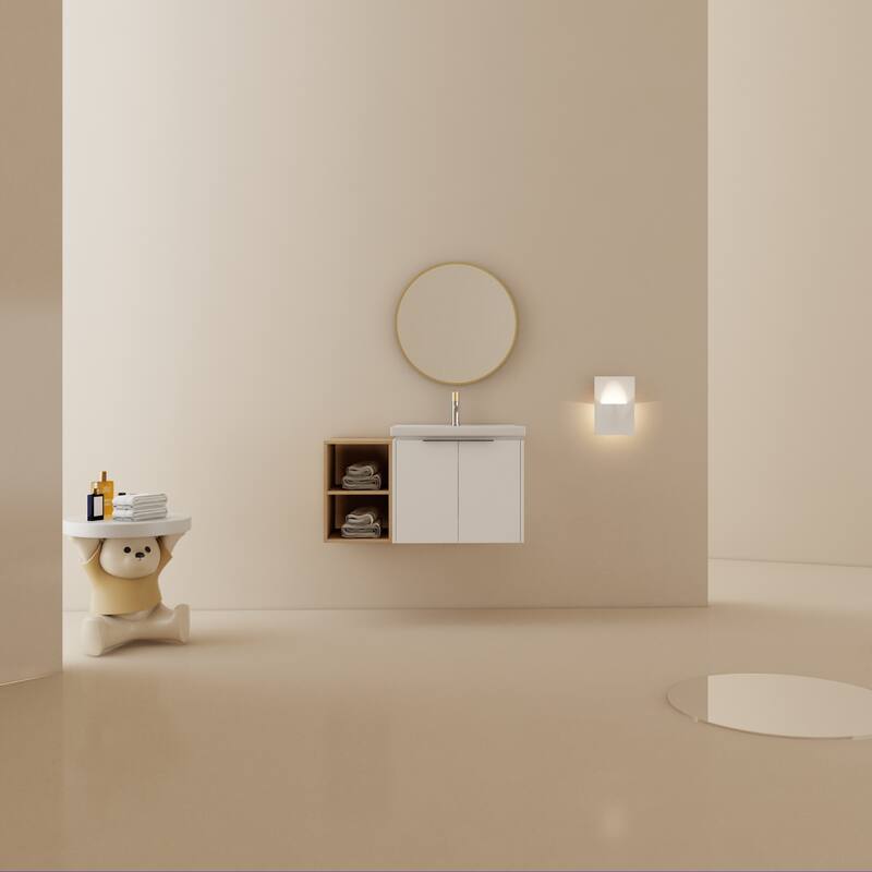 GDFStudio - Emerson Stylish Wall-Mounted Bathroom Vanity with Soft-Close Doors and Ceramic Sink