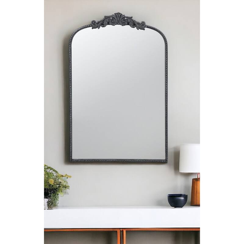 HomeRoots 36" Black Arch Iron Framed Accent Mirror - 24' X '36' X '1.5 - 24' X '36' X '1.5