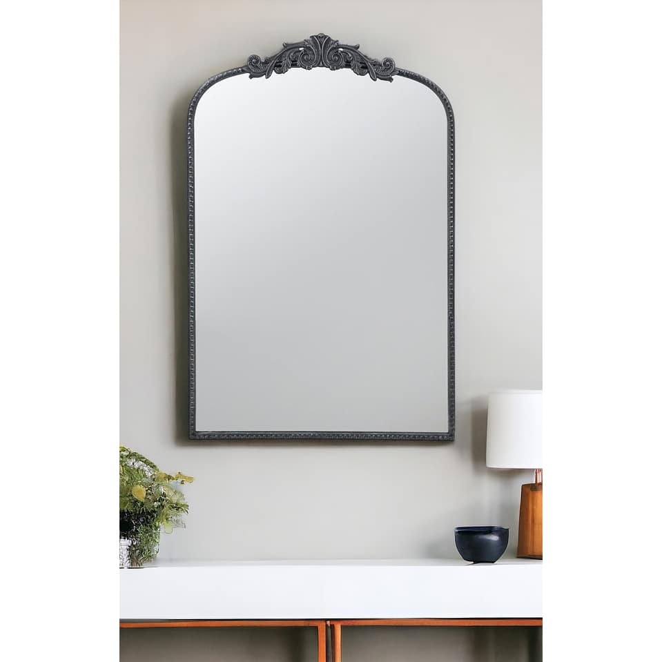 HomeRoots 36" Black Arch Iron Framed Accent Mirror - 24' X '36' X '1.5