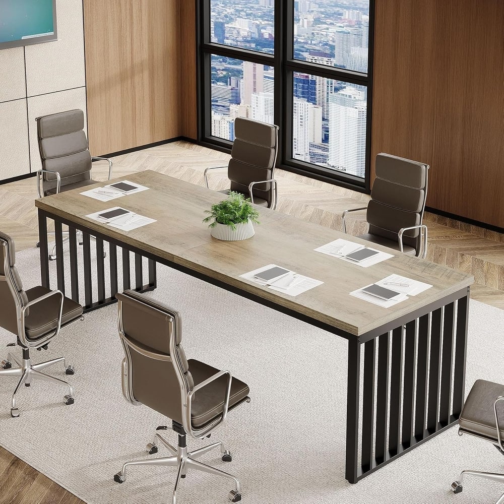 78" Rectangle Conference Table, Long Meeting Table for Seminar, Business, Negotiation
