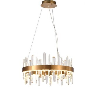 2-Light Antique Gold Metal LED Chandelier With Clear Crystals - Bed ...
