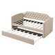 preview thumbnail 3 of 9, Beige Twin Size Daybed wTrundle Curved Arms Button Tufting Sofa Bed