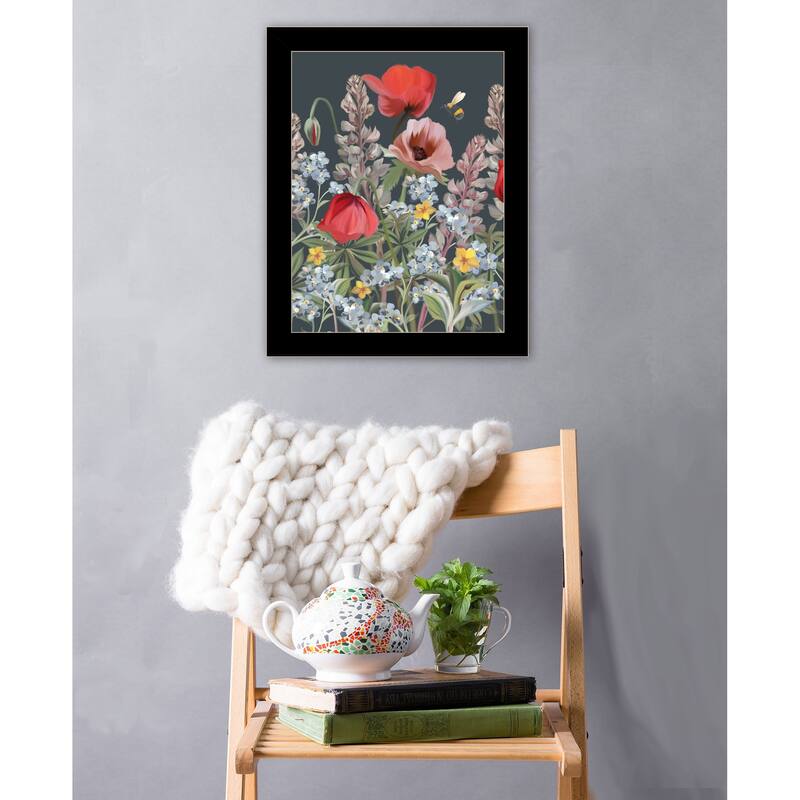 TrendyDecor4U Contemporary "Summer Garden Buzz" Framed Print Wall Art