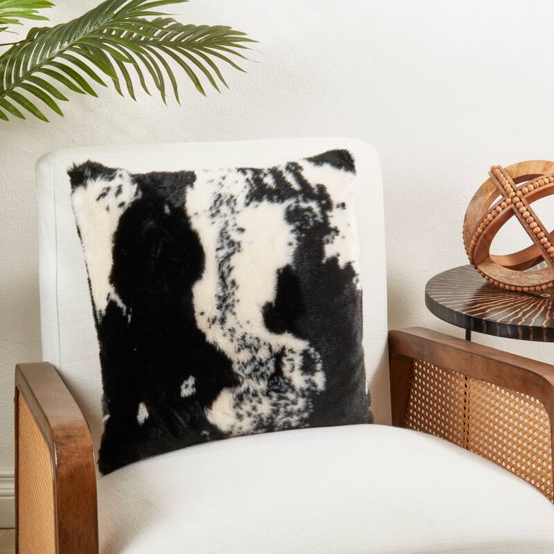 Urban Faux Cowhide Poly Filled Throw Pillow