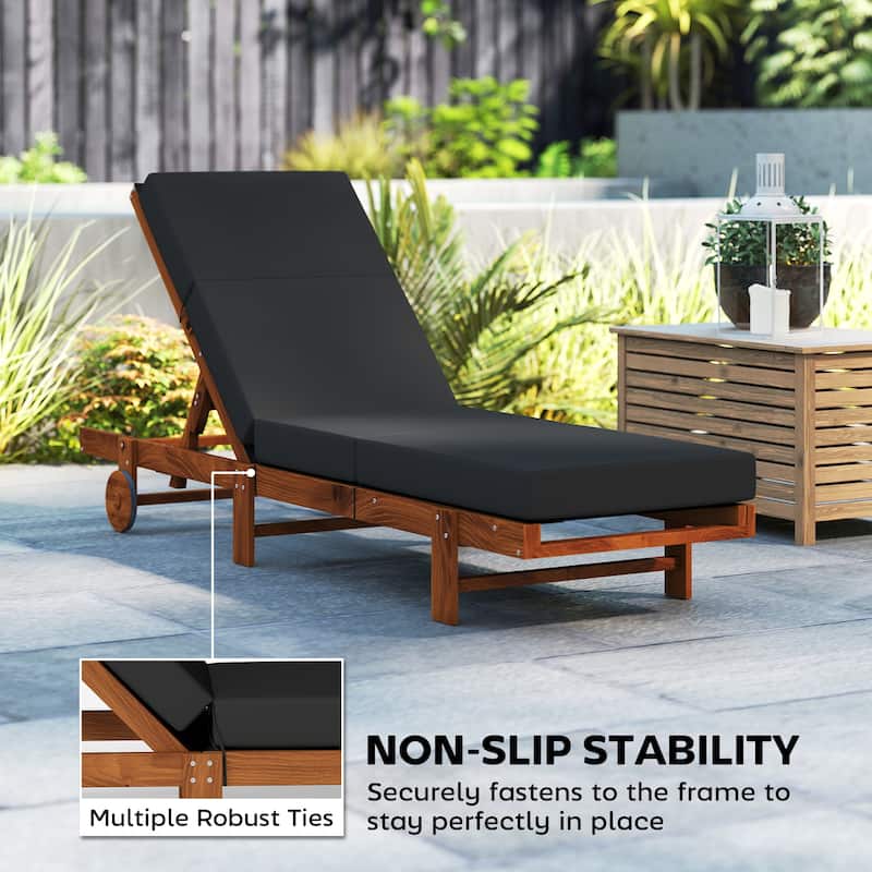 Outsunny Chaise Lounge Cushion, 4" Thick Outdoor Lounge Chair Cushion with Non-Slip Ties
