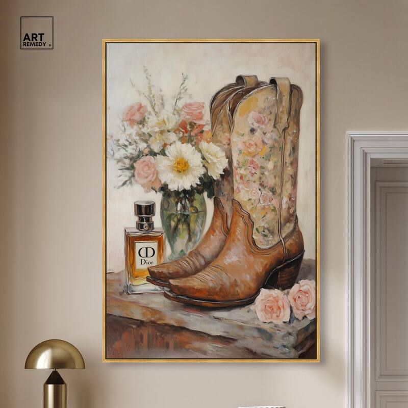 Delicate Floral Boots Canvas by Art Remedy
