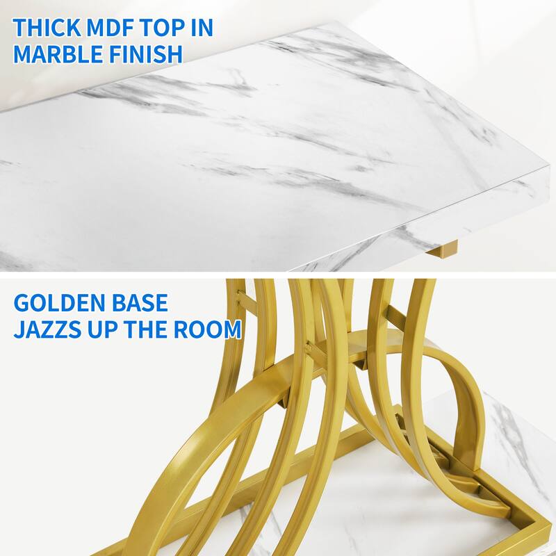 Moasis 39" Modern Faux Marble Console Table with Gold Base, Entryway Sofa Table for Living Room