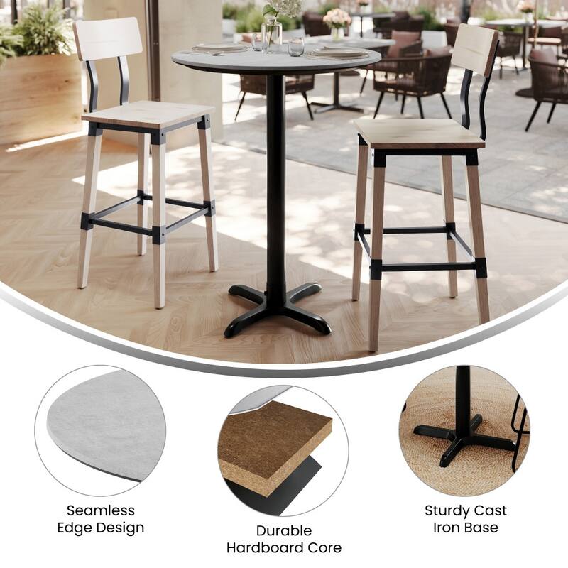 Commercial HPL Tabletop with Bar Height Crisscross Base