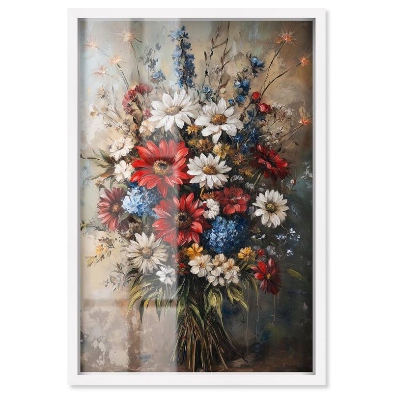 Symphony of Flowers II Shadowbox by Art Remedy - White - 16" x 24"