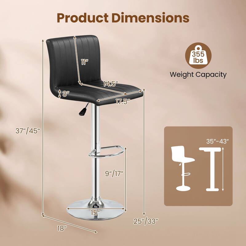 Gymax Bar Stools Set of 4 Adjustable Swivel Barstools w/Back &