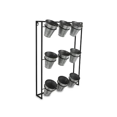 HomeRoots Nine Pot Metal Framed Wall Planter