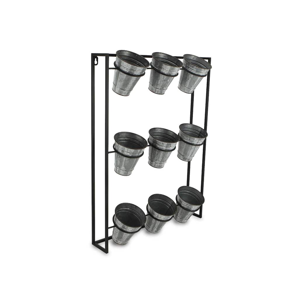 HomeRoots Nine Pot Metal Framed Wall Planter