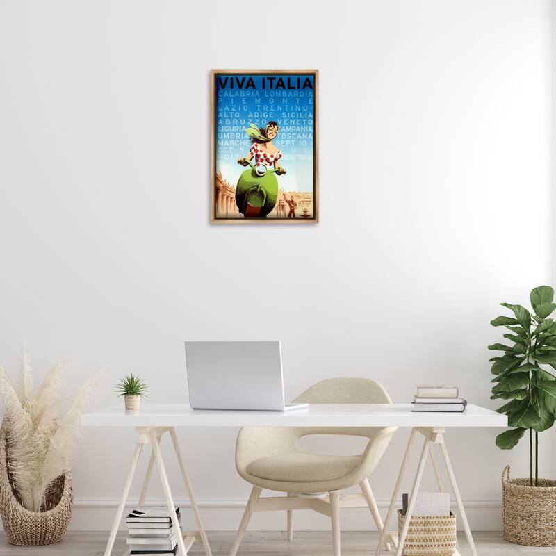 Stupell Vintage Italy Travel Ad Framed Floater Canvas Wall Art Design By Marcus Jules