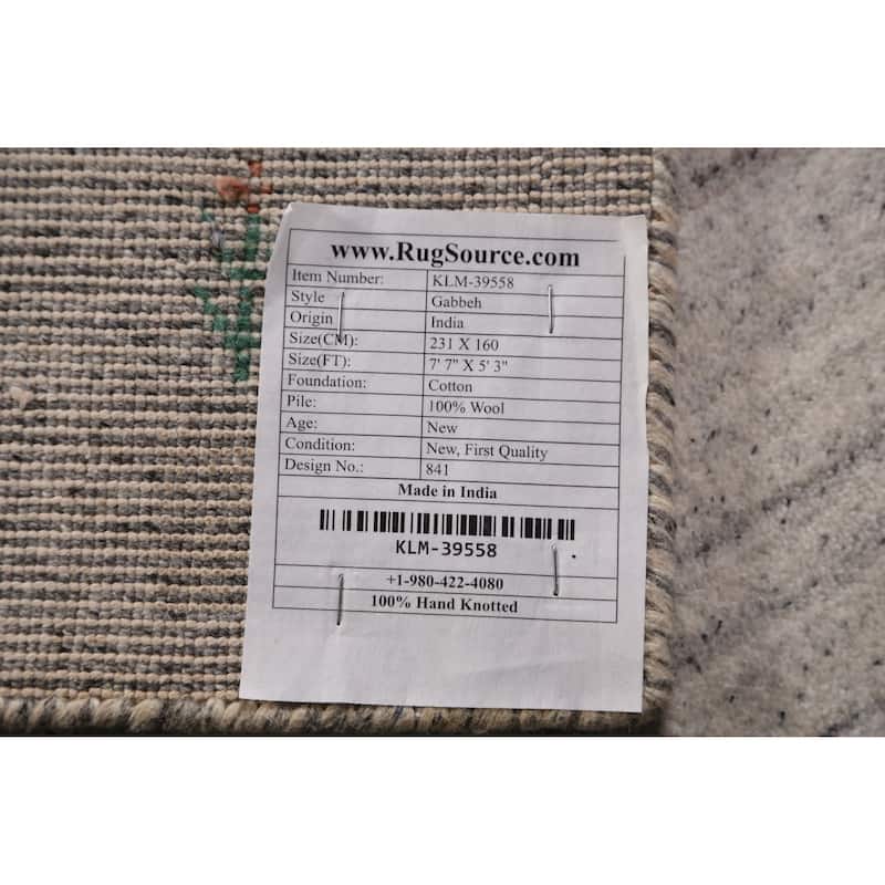 Bege Tribal Gabbeh Indian Area Rug Handmade Wool Carpet - 5'3" x 7'7"