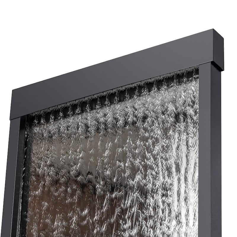 Alpine Corporation 72" Zen Mirror Waterfall Fountain with LED Lights and Stones