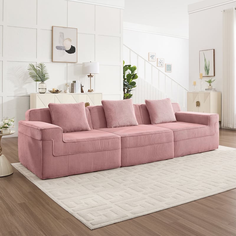 GDFStudio - Modular 3-Seater 117.3" Corduroy Boneless Cloud Sofa