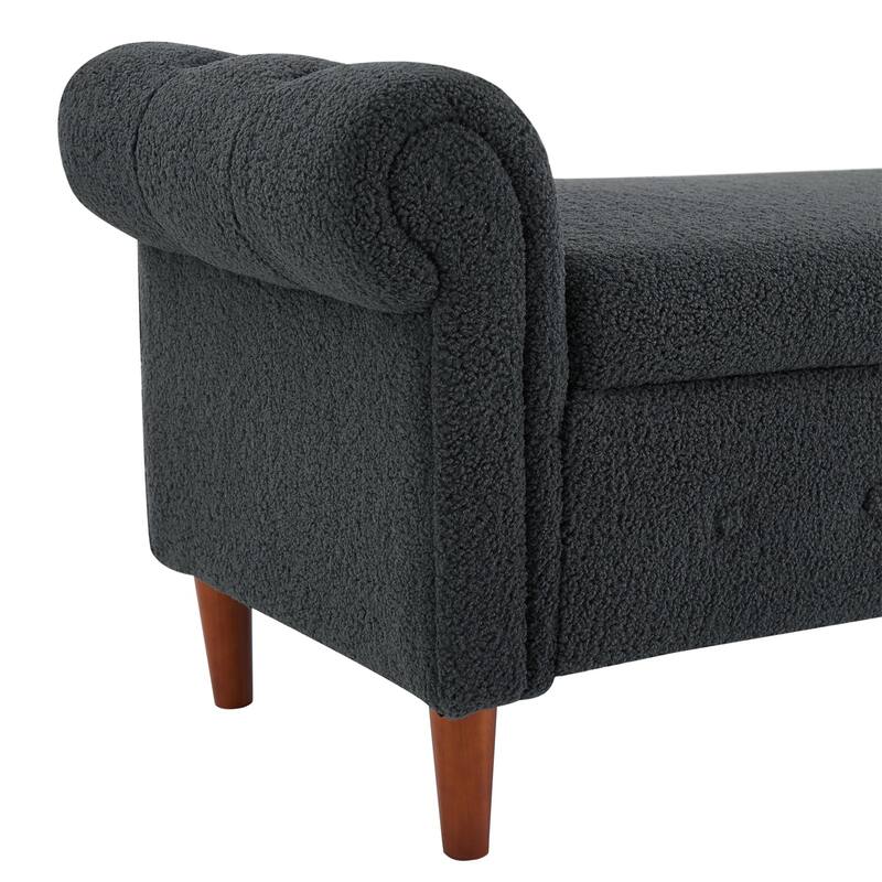 Storage Ottoman Bench with Safety Hinge, Upholstered Storage Bench with Seating for Living Room