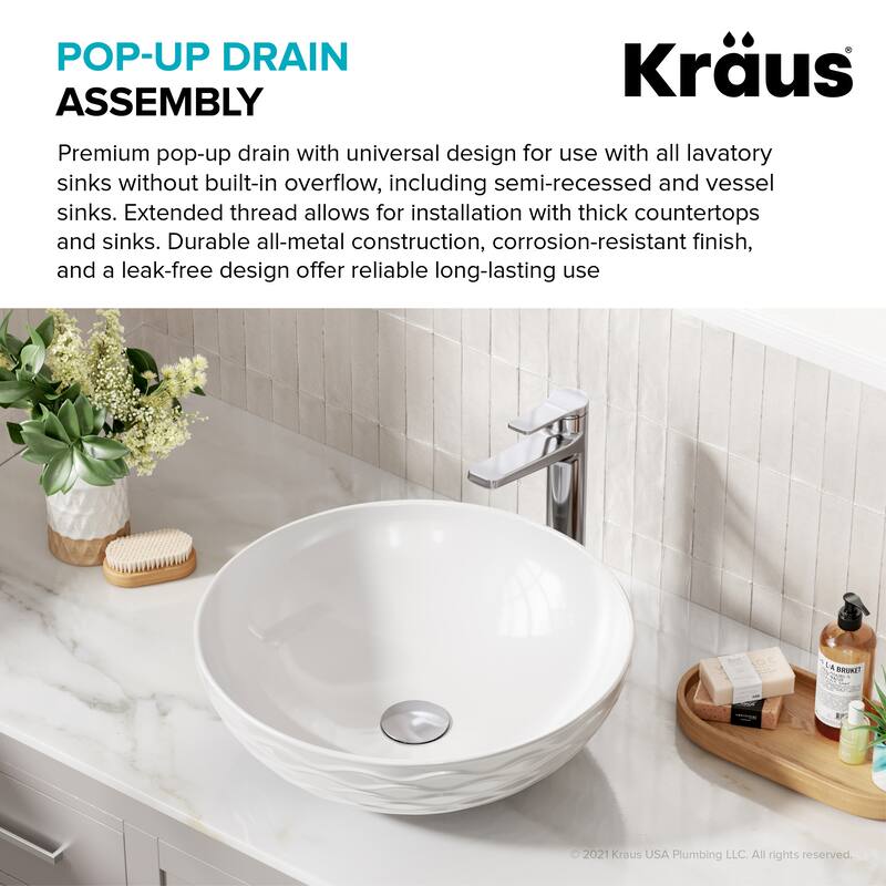 KRAUS Pop-Up Drain for Vessel Bathroom sink