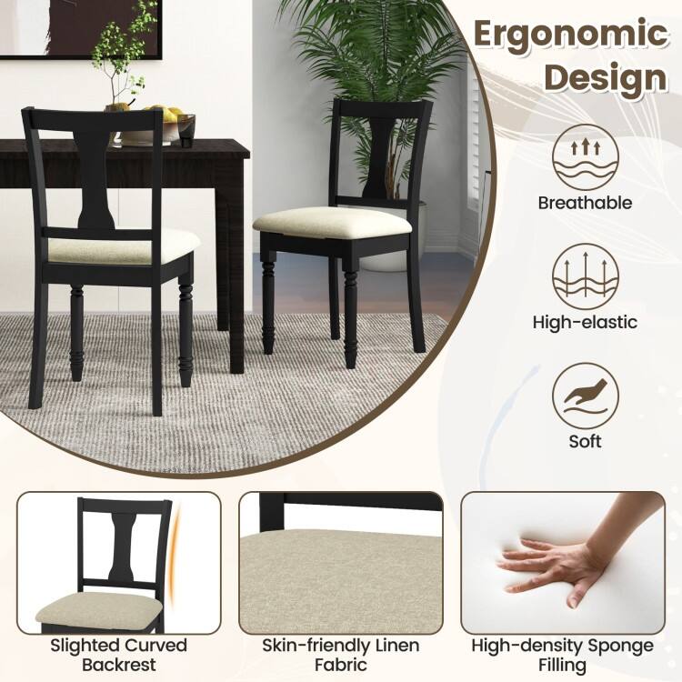 Set of 2 Kitchen Dining Chair with Linen Fabric and Storage Space - 18" x 20.5" x 36" (L x W x H)