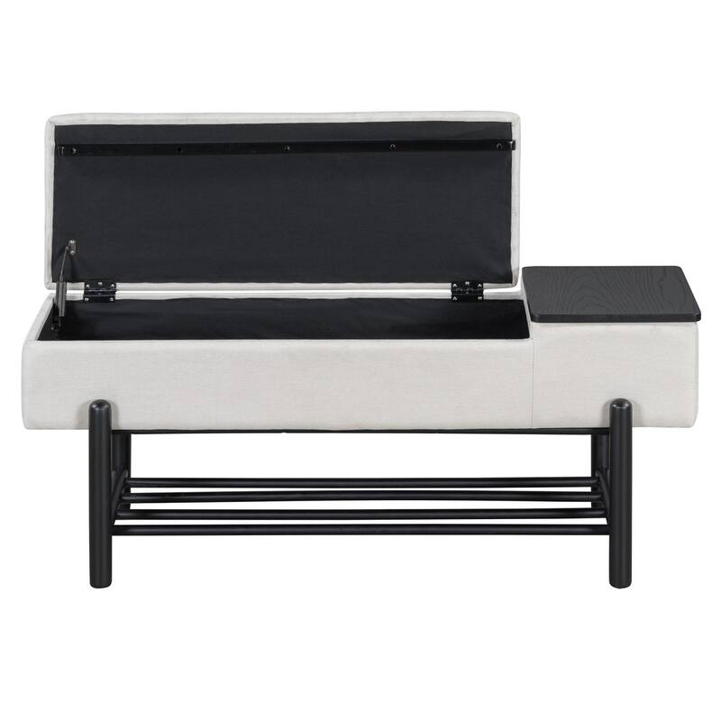 47.24 inches Upholstered Storage Bench Entryway Bench with Hidden Compartment