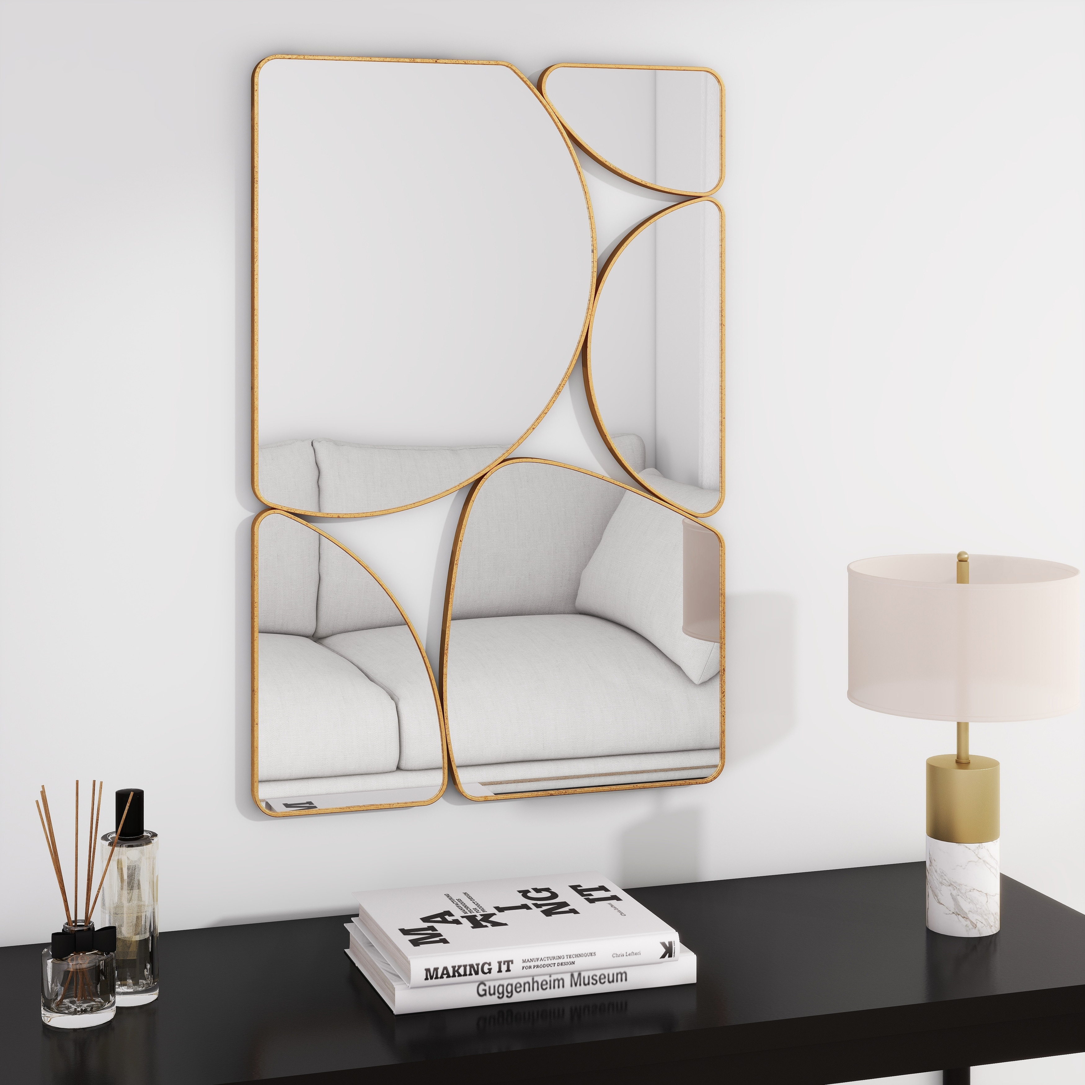 Antique Gold Wall Mirror Metal Frame Accent Mirror - 35.44