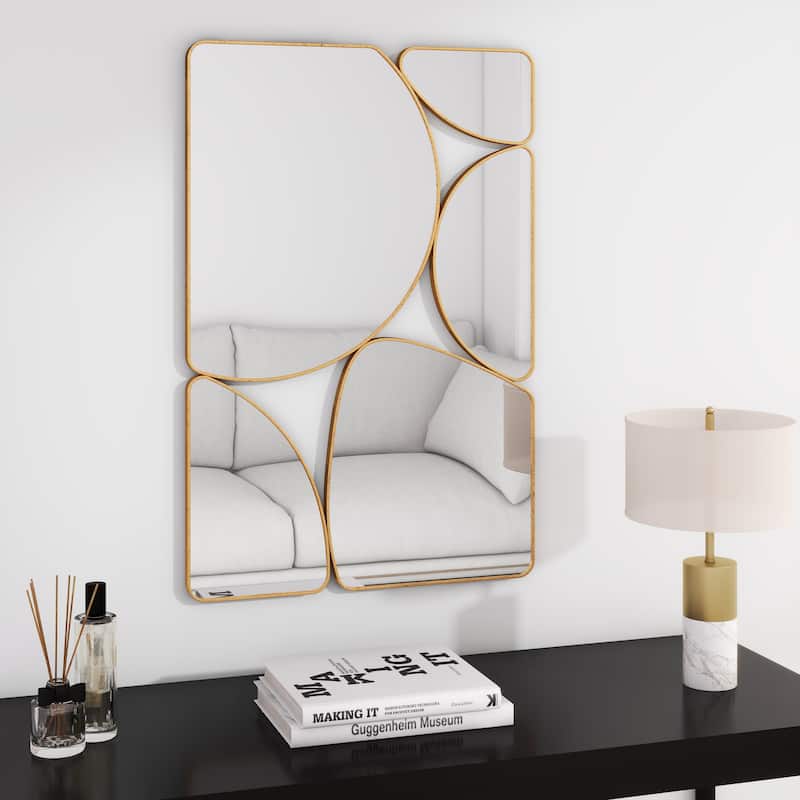 Antique Gold Wall Mirror Metal Frame Accent Mirror - 35.44"×23.63" - 35.44"×23.63" - Antique Gold